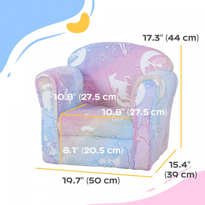 Qaba Toddler Chair, Kids Chair With Luminous Fairy Design, Wooden Frame, Kids Sofa For 18-36 Months, Multicolour