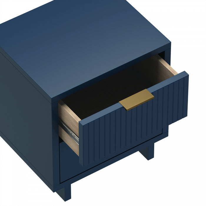 Elara Contemporary 18\" Solid Wood Nightstand in Midnight Blue (2-Drawer)