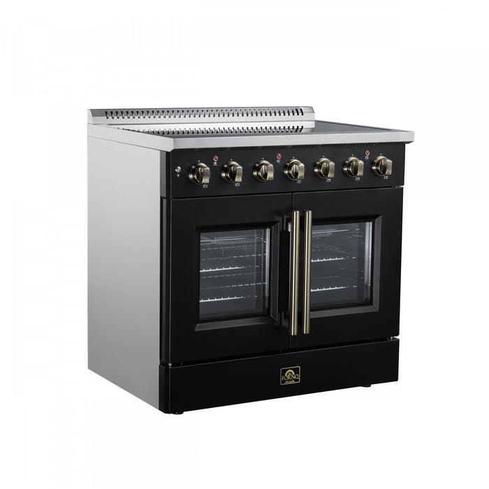 Galiano 36 Inch French Door Electric Range, 5 radiant burners, 5.36 cu.ft., Black - FFSEL6917-36BLK