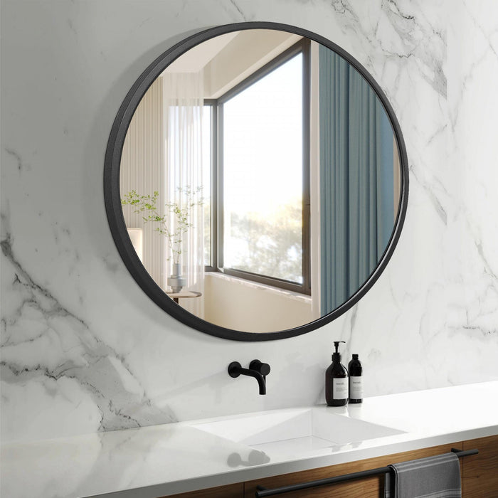 Arcus 24\" X 24\" Hand Crafted Round Mirror - Black