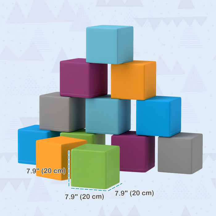 Soozier 12 Piece Foam Blocks, Soft Play Equipment For Kids, Climbing Toys For Toddlers, Safe Play Structures For Preschooler Baby Learning Development, Dark Colour