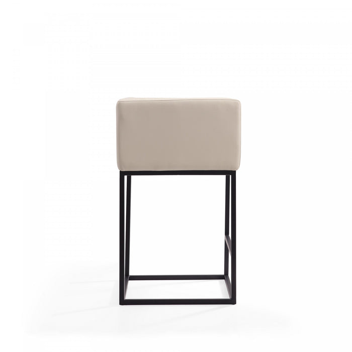 Embassy Mid-Century Modern Metal Upholstered Counter Stool in Cream - Set of 2