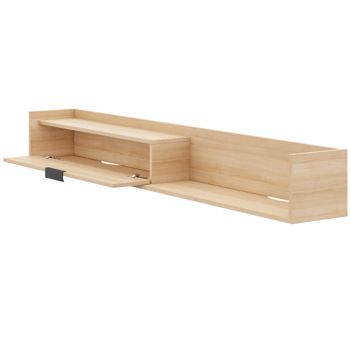 Nordika Slim 72\" Wall-Mounted TV Stand with Storage Cabinet - Natural Blonde Oak