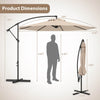 Costway 10 FT Patio Offset Umbrella w/8 Ribs Cross Base Tilt Beige