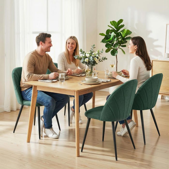 HOMCOM Dining Chairs Set of 4 Kitchen Chairs with Metal Legs Green