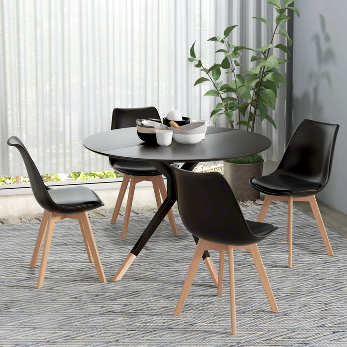 HOMCOM Modern Dining Chairs Set of 4 with PU Leather Cushion, Wood Frame