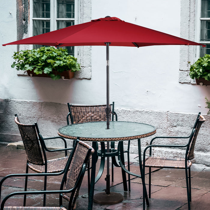 Costway 9FT Patio Umbrella Sun Shade Market Steel Tilt W/ Crank Yard Garden Burgundy