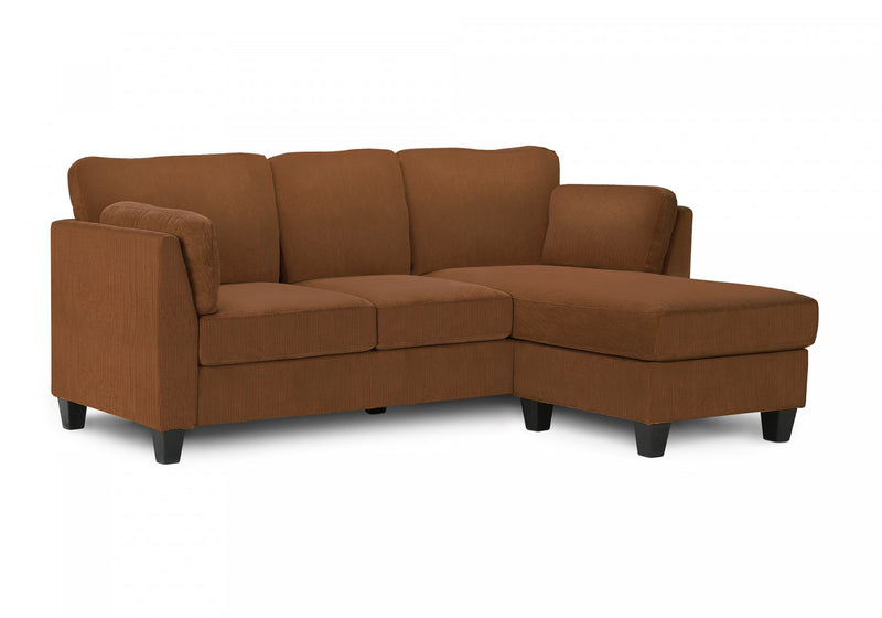 Upholstered Sofa Chaise Lounger, Rust Fabric, Modern, Contemporary Sofa
