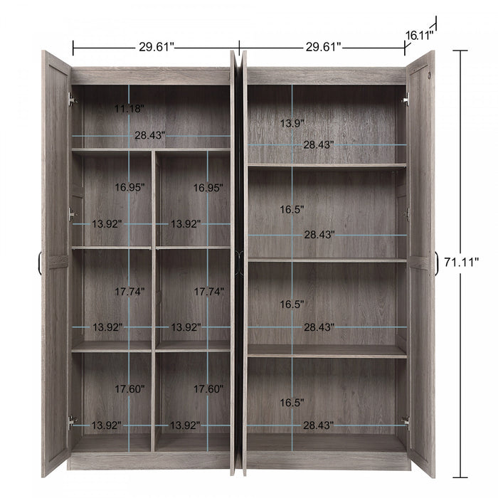 Cornelia Modern 2-Piece Wardrobe Closet in Gray Armoire