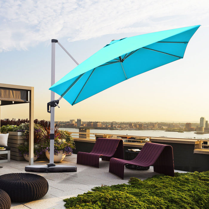 Costway 10Ft Square Patio Offset Cantilever Umbrella 360 Degree Tilt Aluminum Blue