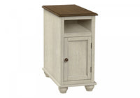 Accent Side End Table Bedroom Nightstand Narrow Storage Antique White Veneer Brown Veneer Traditional