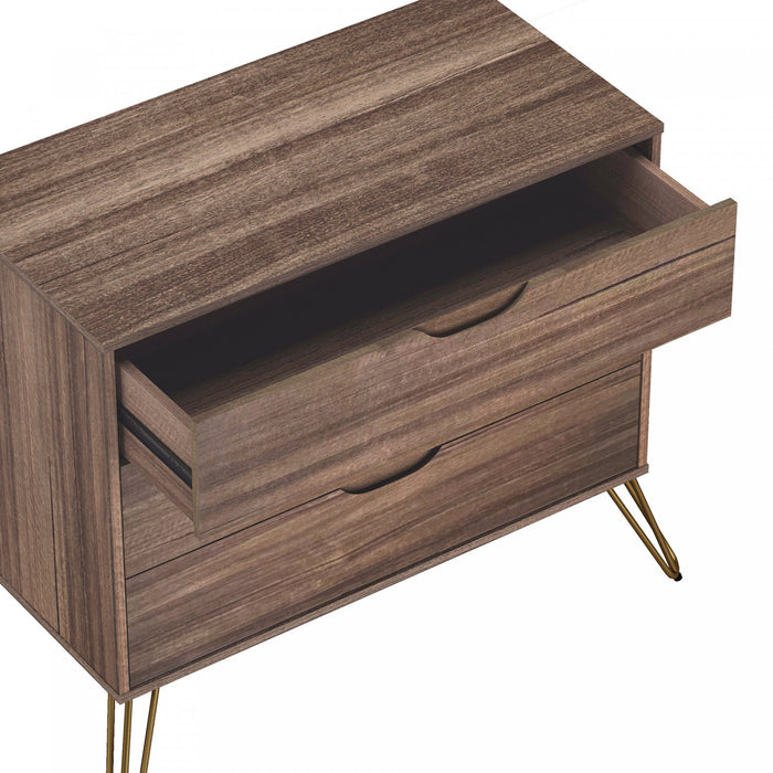 Avira Mid-Century Modern 35\" Dresser in Brown (3-Drawer)
