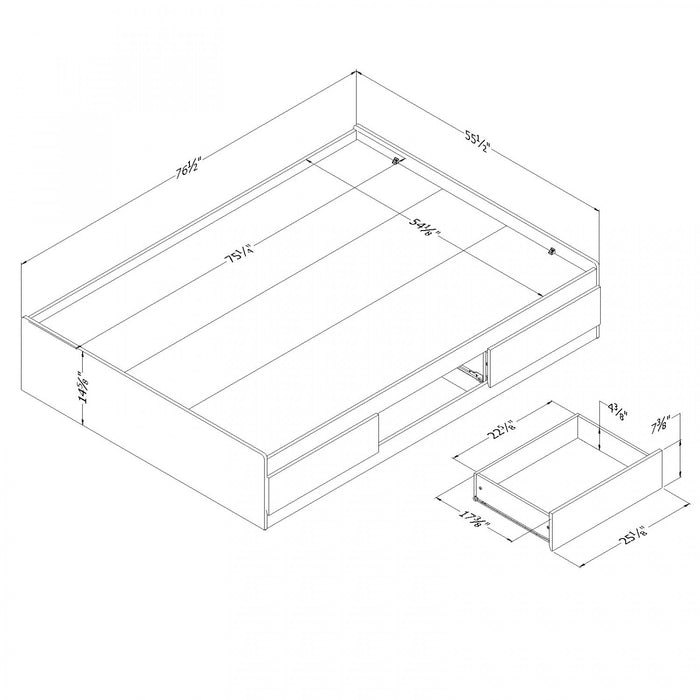 Step One Mates Bed With 3 Drawers - Pure Black 