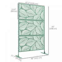 Outsunny Metal Privacy Screen W/ Expansion Screws Outdoor Divider, Leaf