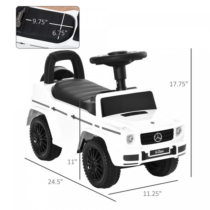 Aosom Compatible Baby Toddler Push Handle Sliding Car Foot To Floor Slider Stroller W/ Horn Under Seat Storage Big Steering Wheel Anti-overturning System White