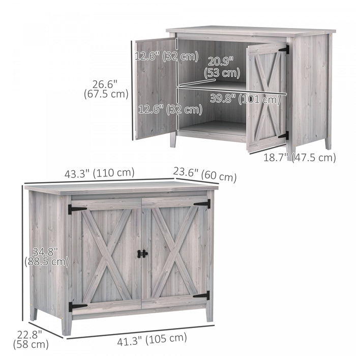 Outsunny Wood Outdoor Storage Cabinet Potting Shed With Shelf