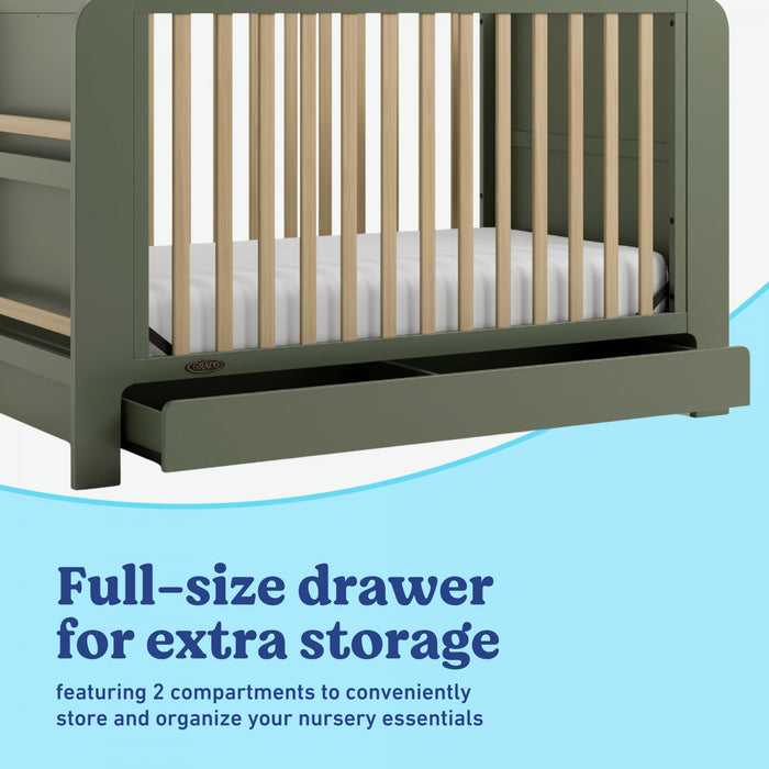 Graco Read with Me Convertible Crib with Drawer - Olive/Driftwood