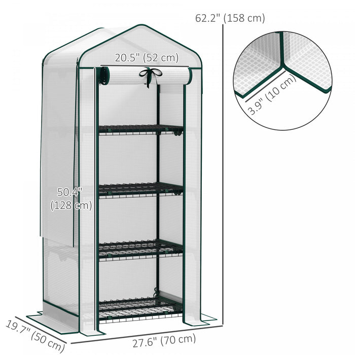 Outsunny Mini Greenhouse with Screen Roof, Portable Small Greenhouse, White