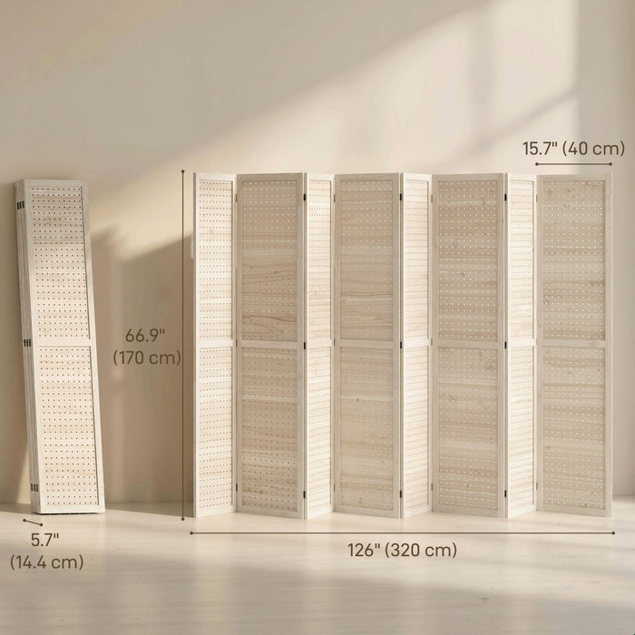 HOMCOM 8 Panel Folding Room Divider Privacy Screen Indoor Home Decoration