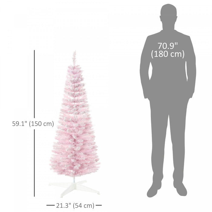 Homcom Pencil Artificial Christmas Tree With Snow-flocked Branches
