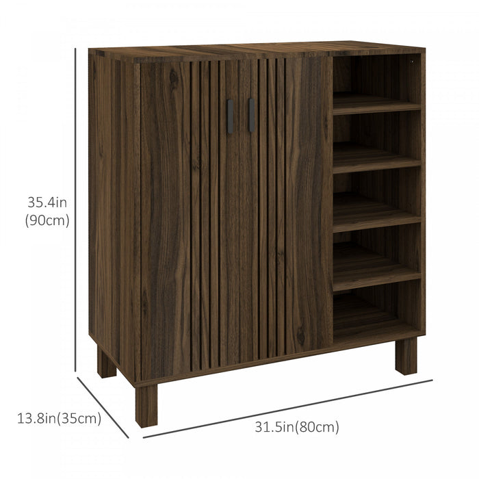 HOMCOM Shoe Cabinet with 5-tier and Open Shelves for 17 Pairs