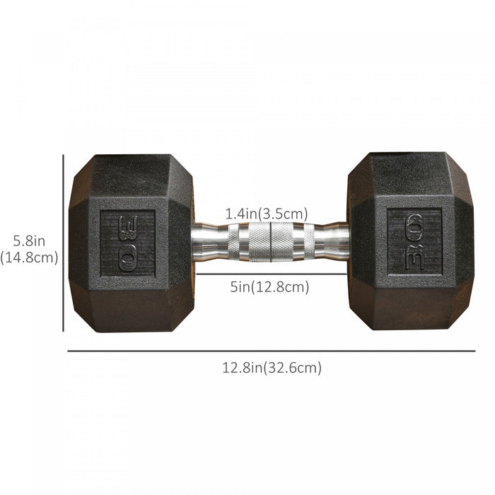 Soozier 2 x 30lbs Rubber Dumbbells Weight Set, Dumbbell Hand Weight for Body Fitness Training