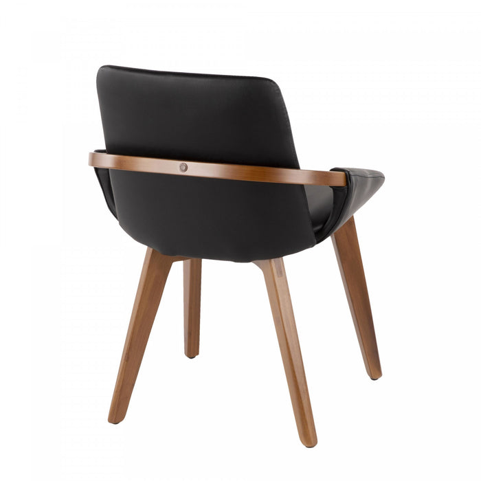 LumiSource Cosmo Faux Leather Mid-Century Dining Chair - Walnut/Black