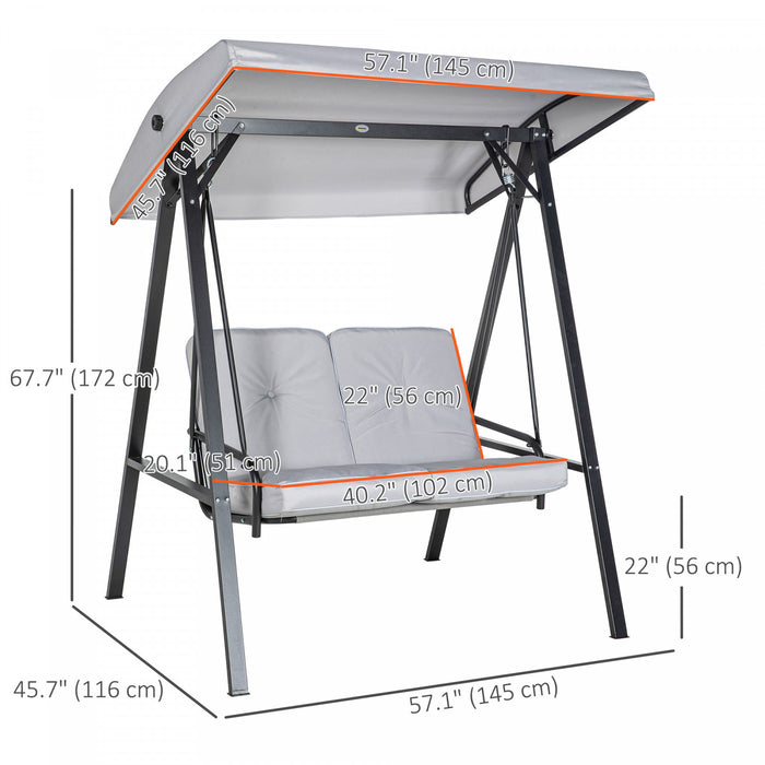 Outsunny 2 Seater Outdoor Swing Chair Porch Swing Bench With Canopy
