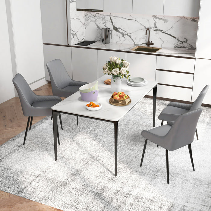 HOMCOM Dining Chairs Set of 4, PU Leather Kitchen Chairs with Steel Legs