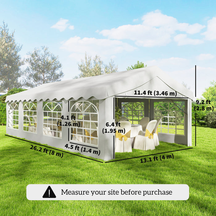 Outsunny 13'x26' Heavy Duty Large Party Tent & Carport w/ Sidewalls, White