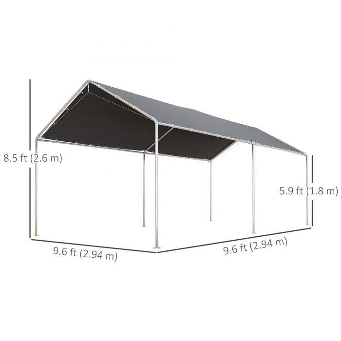 Outsunny 10'x20' Carport Heavy Duty Galvanized Car Canopy, Grey