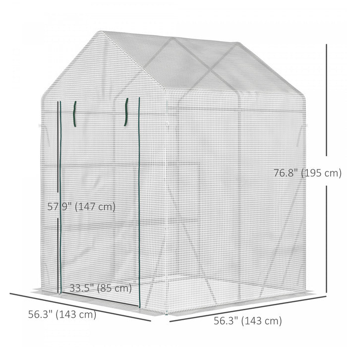 Outsunny Greenhouse For Outdoor, Portable Greenhouse With 2-tier Shelf