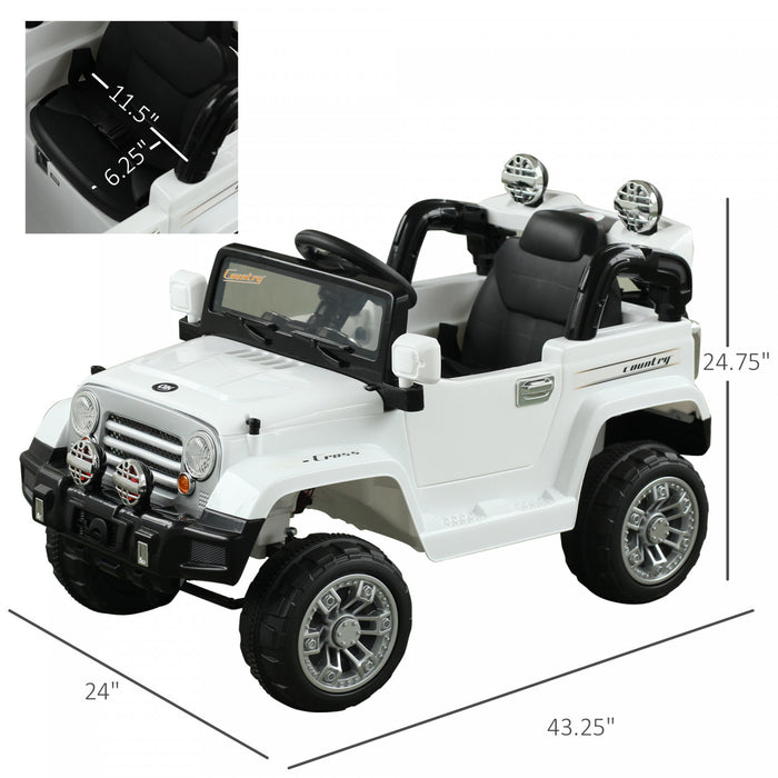 Aosom 12v Kids Ride On Car Electric Ride On Toy Truck With Remote Control 2 Speeds Lights Mp3 Lcd Indicator Perfect Gift For Children (white)