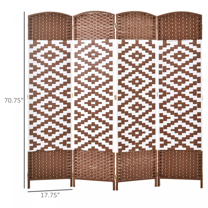 Homcom 4-panel Woven Wicker Room Divider 6ft