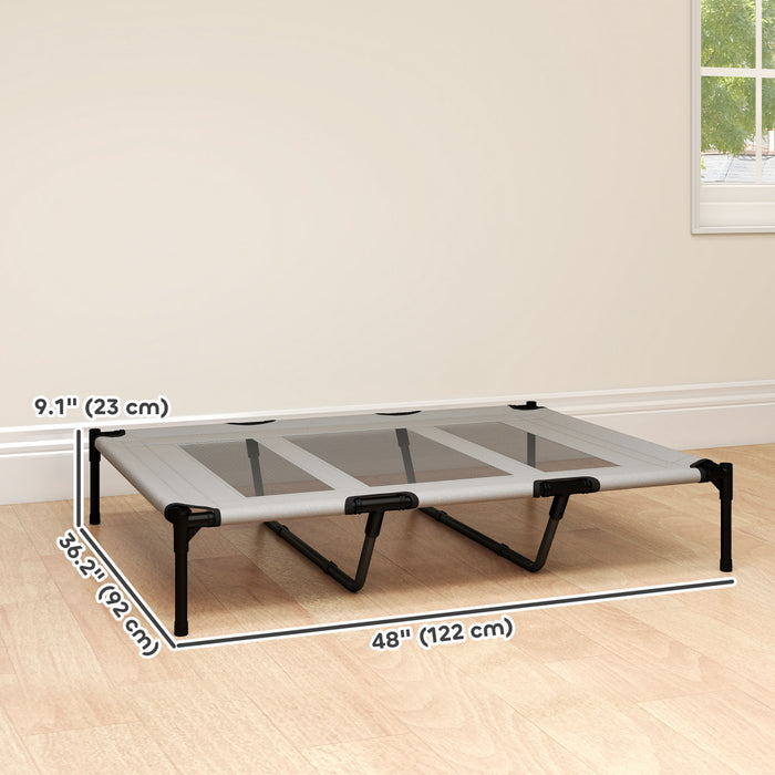 PawHut Elevated Dog Bed, Raised Dog Cot for XL Sized Dogs, Indoor & Outdoor, 48\" x 36\" x 9\", Light Grey