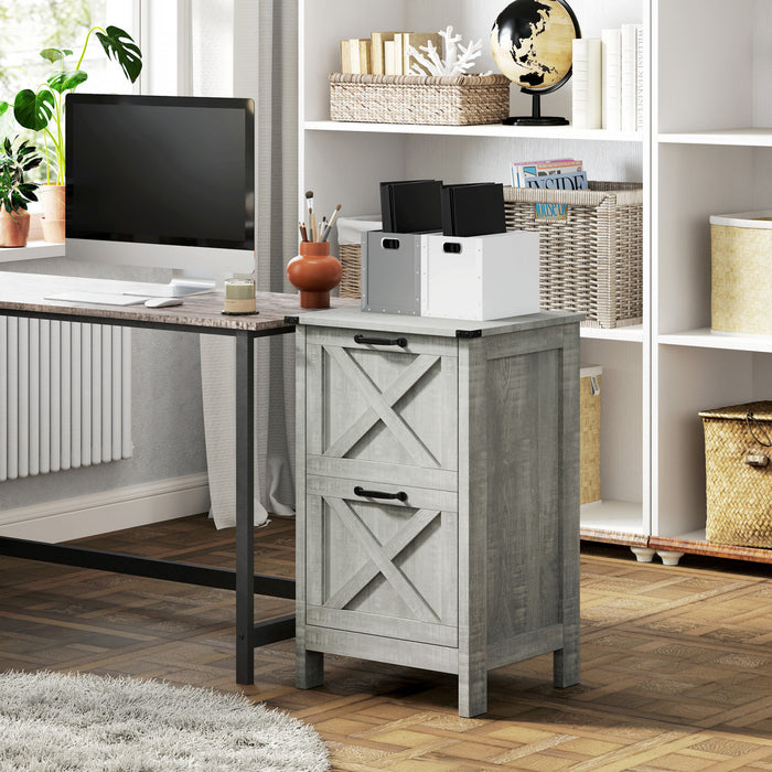 HOMCOM File Cabinet with 2 Drawers Filing Cabinet for A4 Letter, Stone Grey