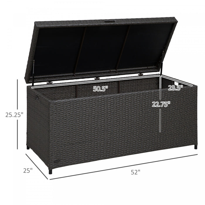 Outsunny Wicker Deck Box, 118 Gallon Pe Rattan Storage Box, Grey