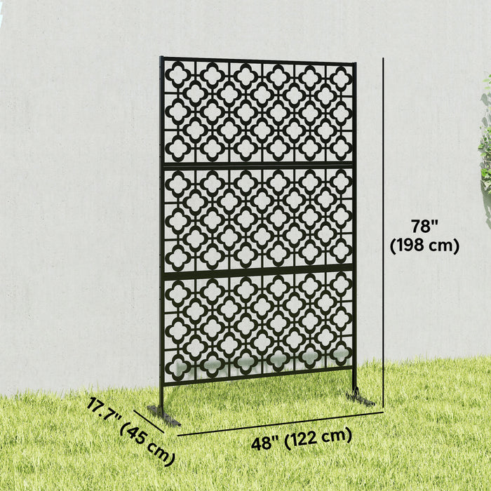Outsunny Outdoor Privacy Screen, Freestanding Outdoor Divider, Black