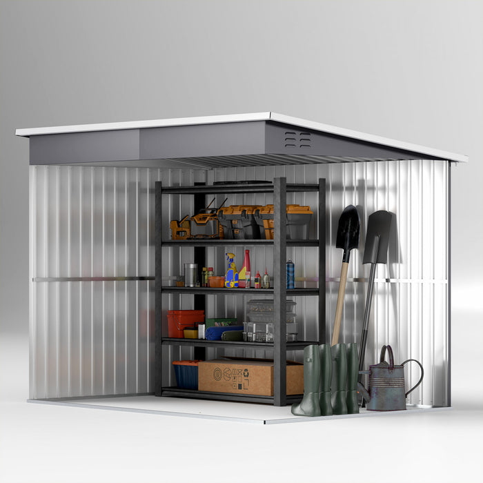 Outsunny 8.5' X 6' Metal Outdoor Storage Shed With Window, Lockable Doors