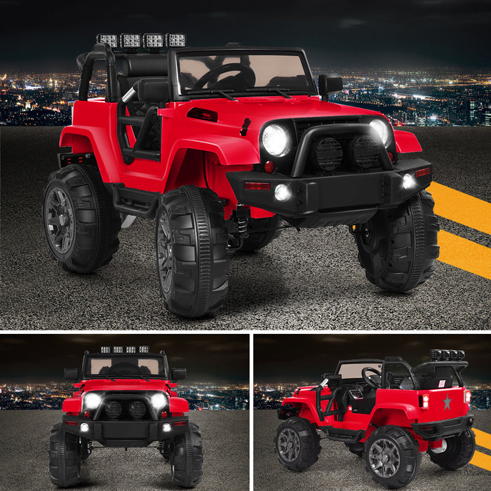 Costway 12v Kids Ride On Truck Car W/ Remote Control Mp3 Music Led Lights Red