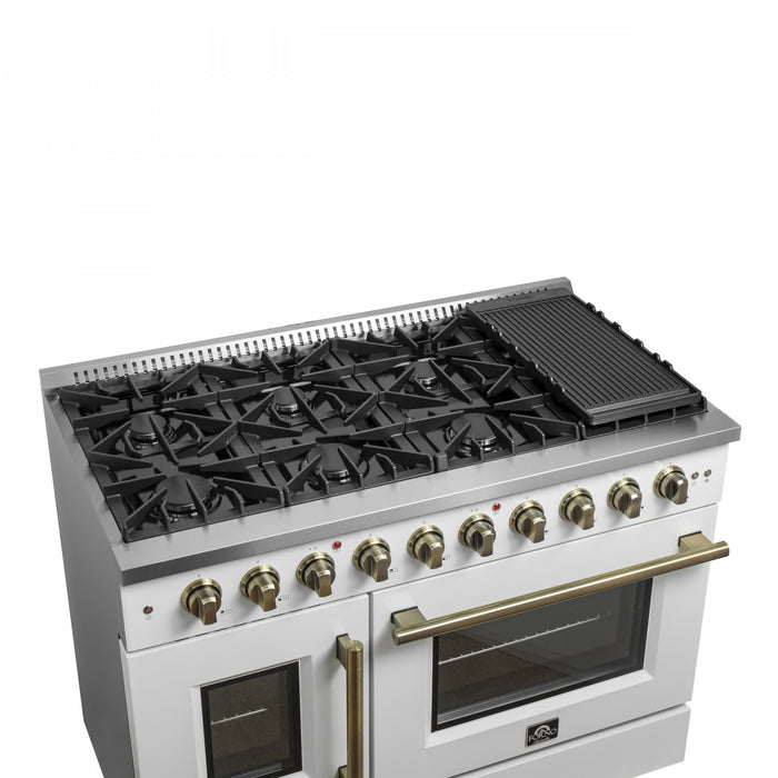 Forno Galiano 48\" White Gas Range, 4.32 cu.ft- FFSGS6444-48WHT