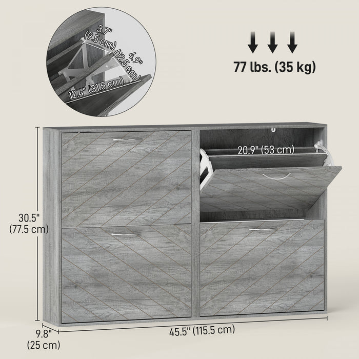 HOMCOM Slim Shoe Cabinet with 4 Flip Drawers for 12-20 Pair of Shoes