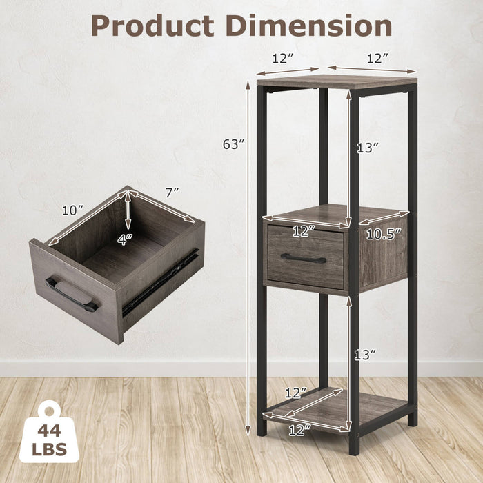 Costway 2 Pack 3 Tier Tall Metal Plant Stand Indoor Plant Table With Drawer Anti-tipping Devices
