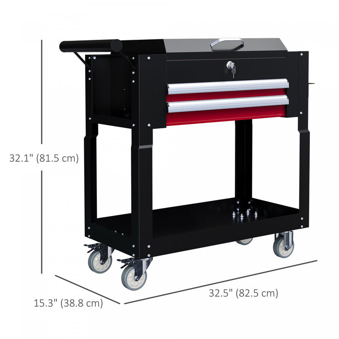 Homcom Rolling Tool Cart 330 Lbs Steel Utility Cart With Drawers Black