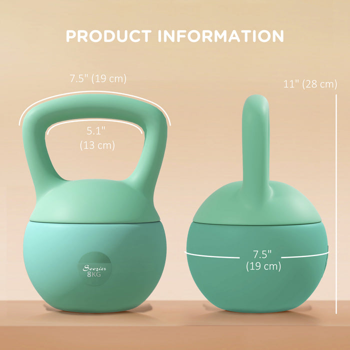 Soozier 18 lb Soft Kettlebell, Sand Filled Weight with Grip Handle, Solid Kettlebell Weight for Full Body Workout and Strength Training, Home Gym Equipment, Green