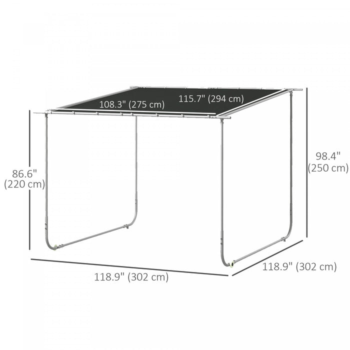 Outsunny 10' X 10' Mobile Pergola, Outdoor Gazebo With Wheels, Uv-resistant Canopy, And Sandbags, Sun Shade Shelter For Porch, Patio, Deck, Grey