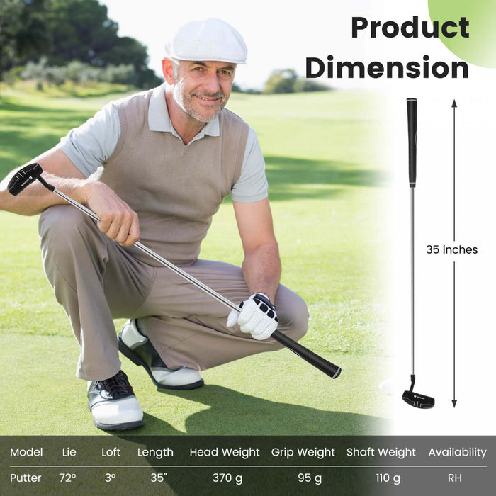 Ultimate 35\" Golf Putter Mallet Style Putter With Alignment Aid Rubber Grip & Head Cover