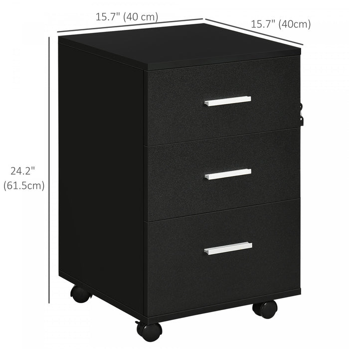 Vinsetto 3 Drawer File Cabinet With Lock And Keys For Home Office