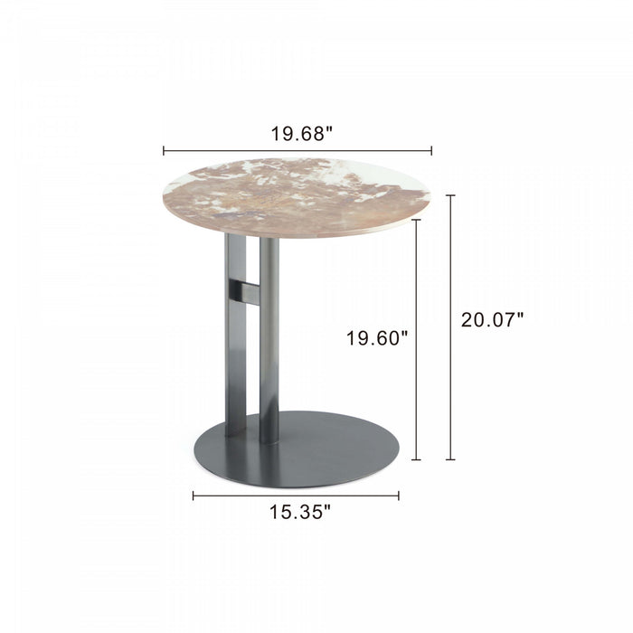 Alondra Modern Glam Sintered Stone Top End Table in Black