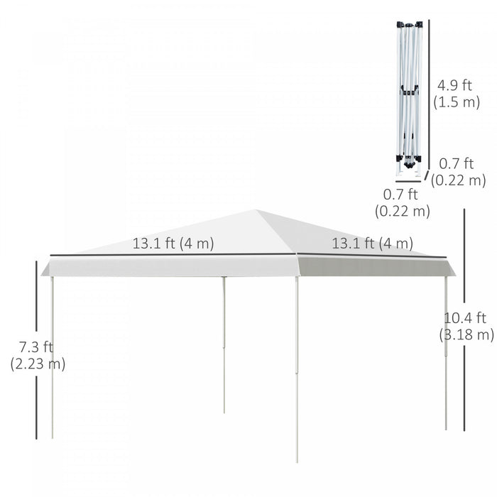 Outsunny 13' X 13' Pop Up Gazebo, Height Adjustable Party Tent, White